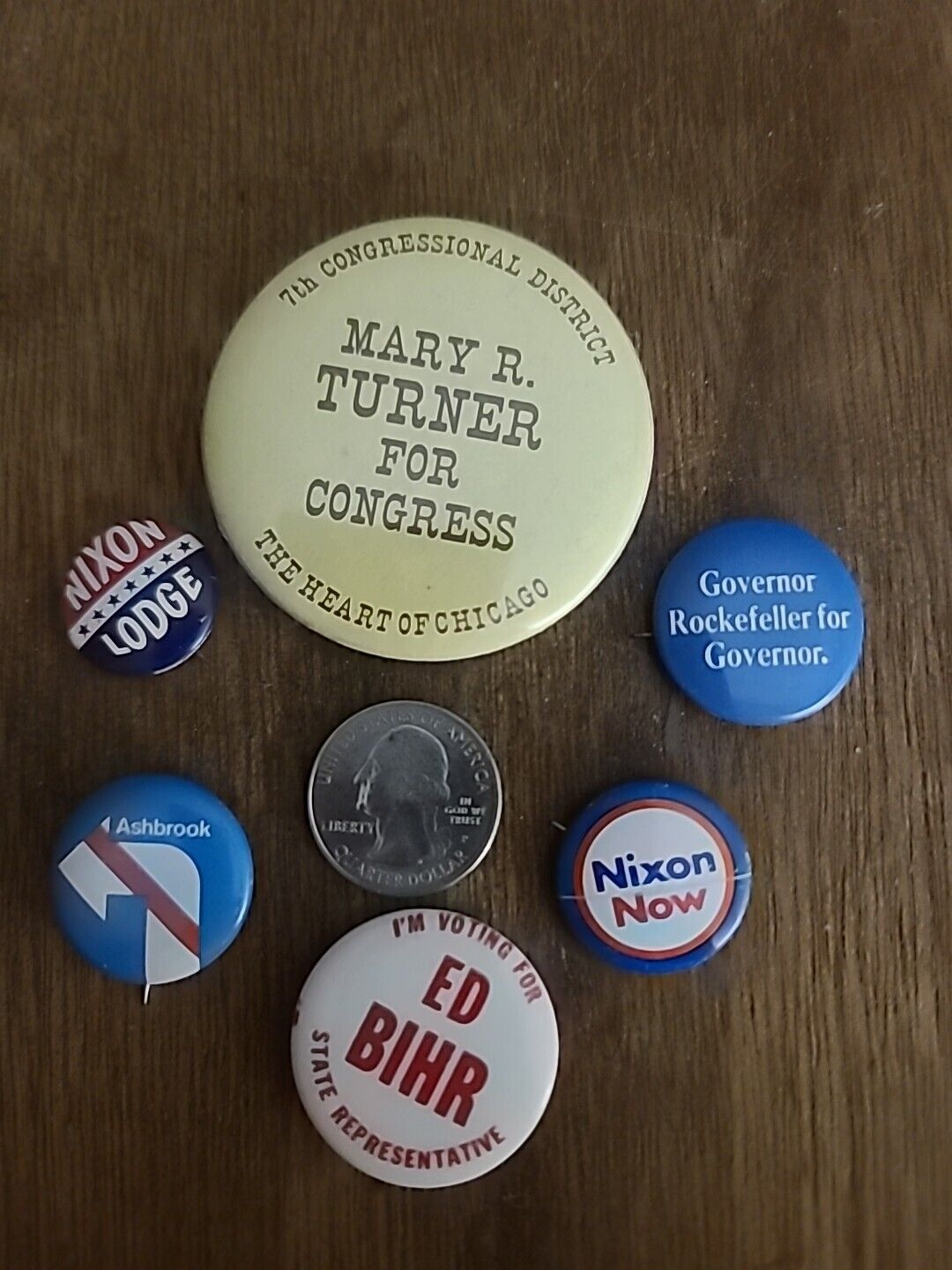  Vintage Campaign Pinback Buttons Lot of 6