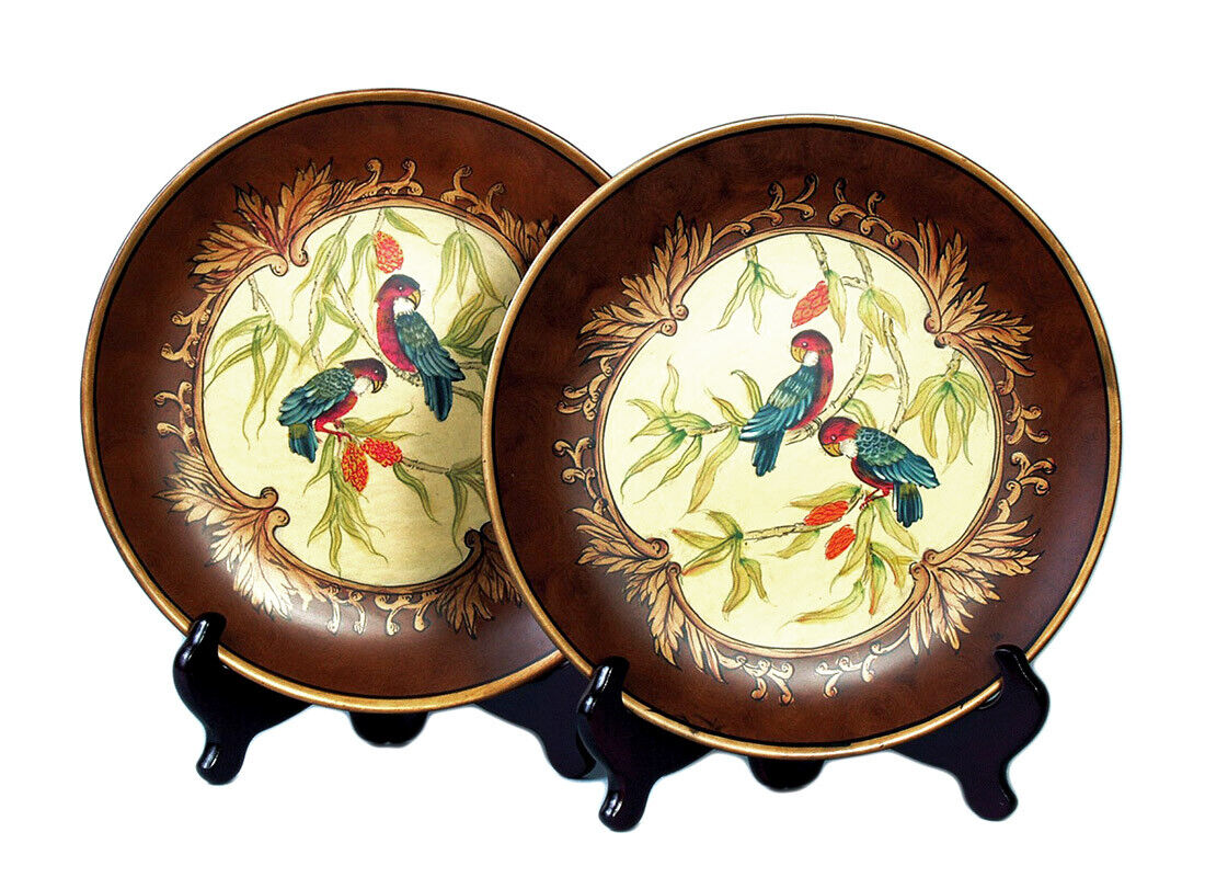 Zeckos Pair of 10 Inch Diameter Parrot Decorative Plates
