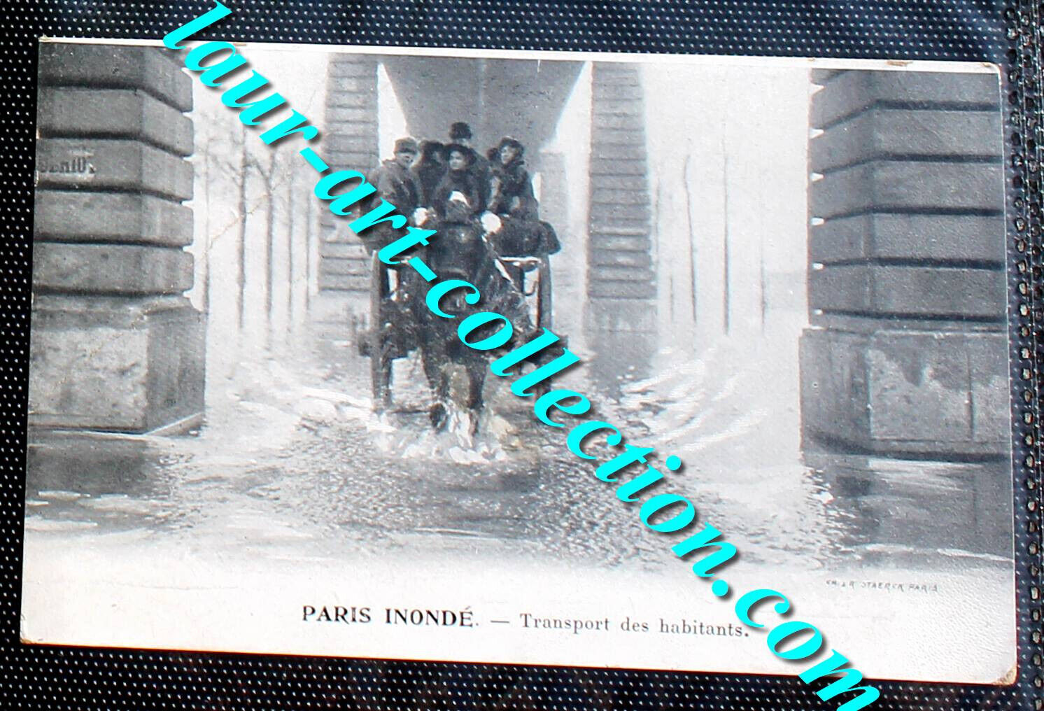 CPA 75 FLOOD PARIS 1910 TRANSPORT OF THE INHABITANTS POSTCARD CARALECHE HORSE