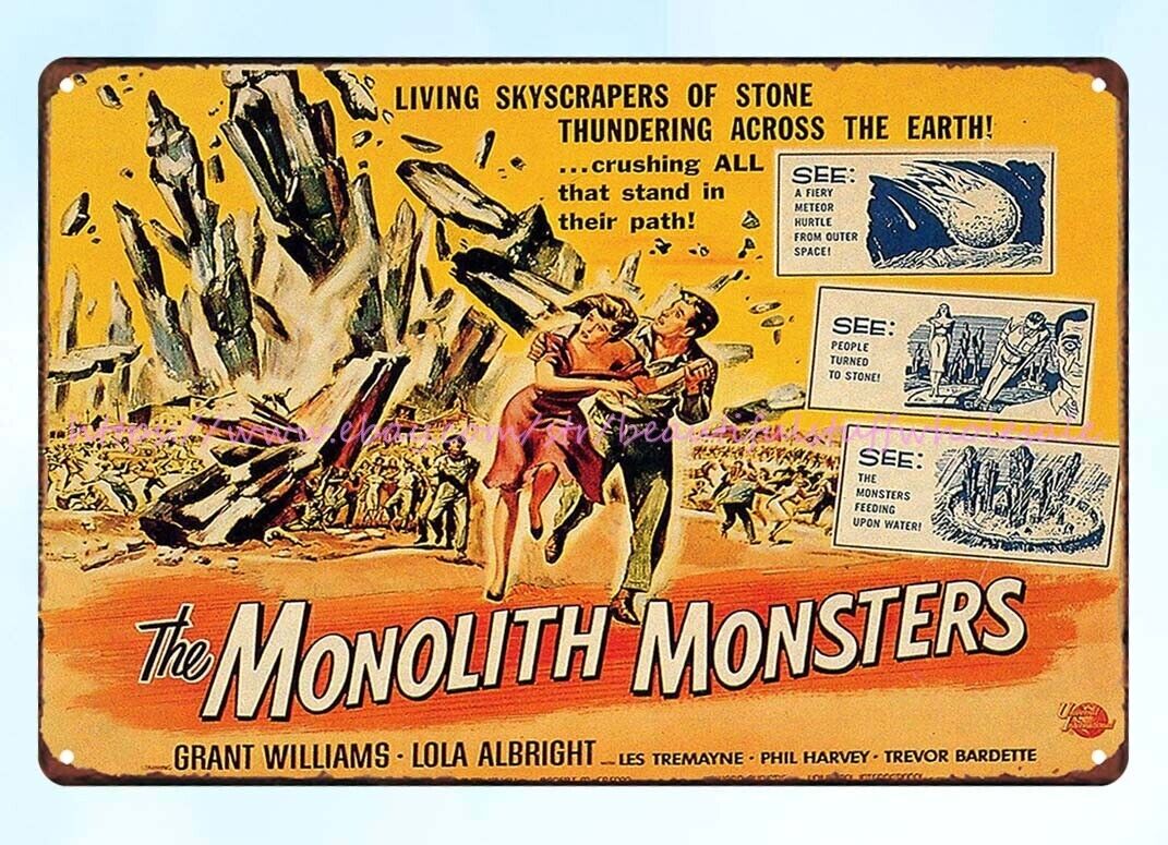 1950s The Monolith Monsters horror movie poster scary thriller metal tin sign