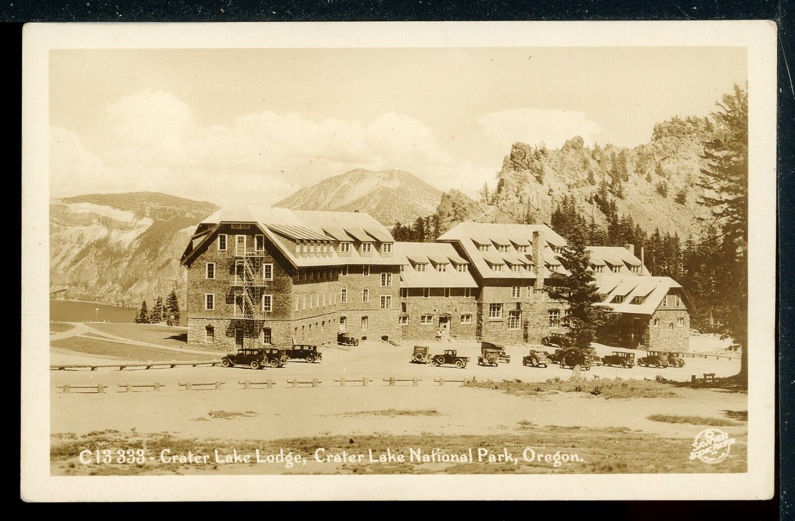 RPPC Crater Lake N.P. Lodge Oregon Historic Photo Postcard Sawyer C13 333