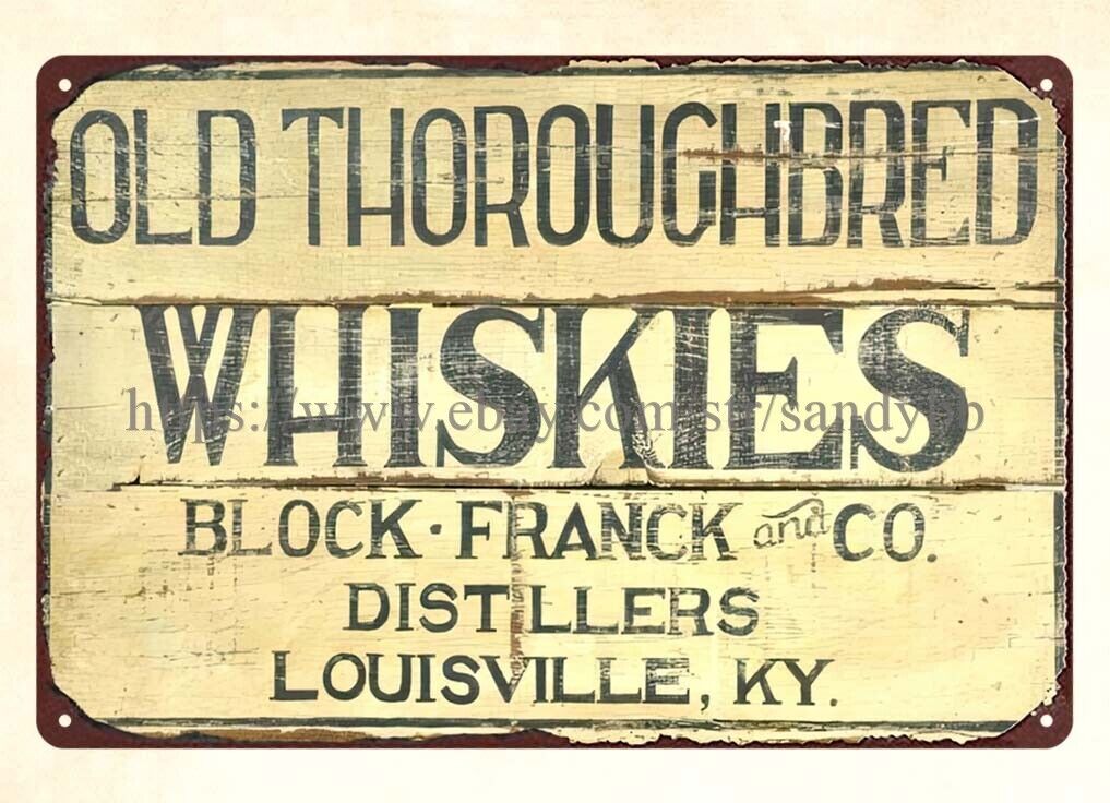 Old Thoroughbred Whiskiess metal tin sign old brew pub decor