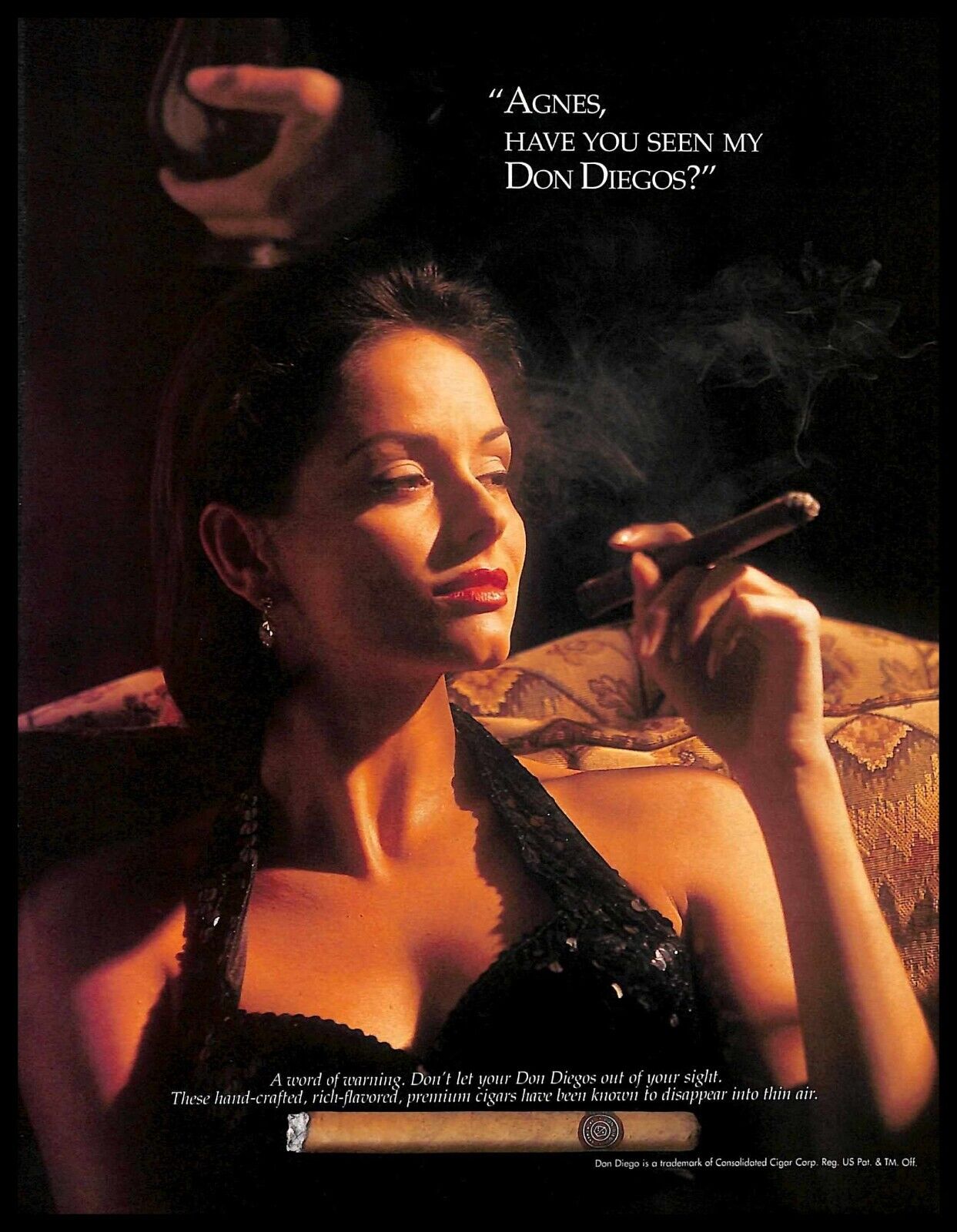 1997 Don Diego Cigars PRINT AD Elegant Woman Smoking Tobacco
