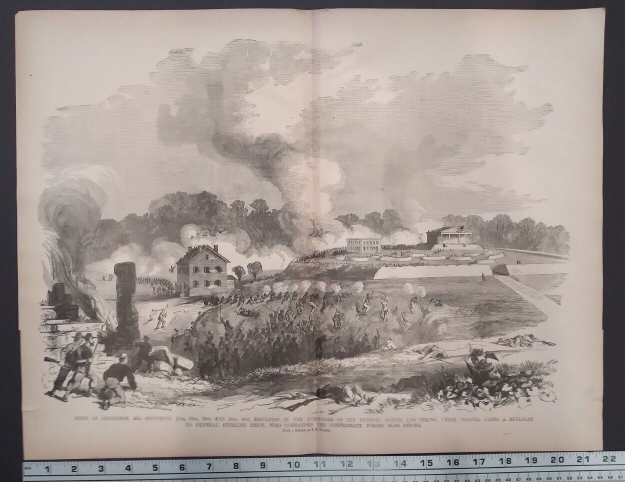 1885 Civil War Print - Siege of Lexington, MO