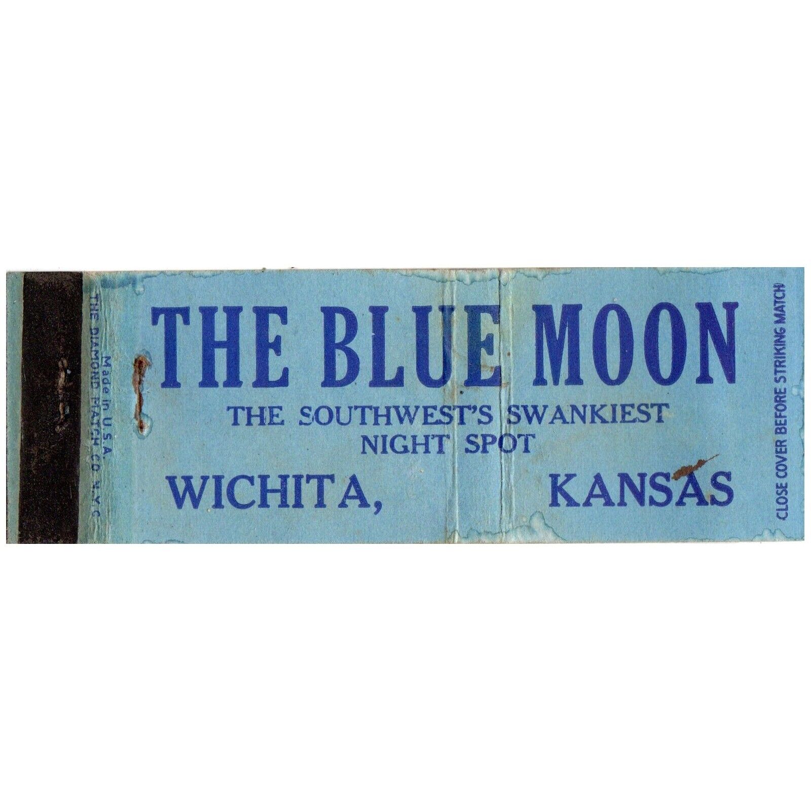 Vintage Matchbook Cover The Blue Moon Wichita Kansas 1940s nightclub full length