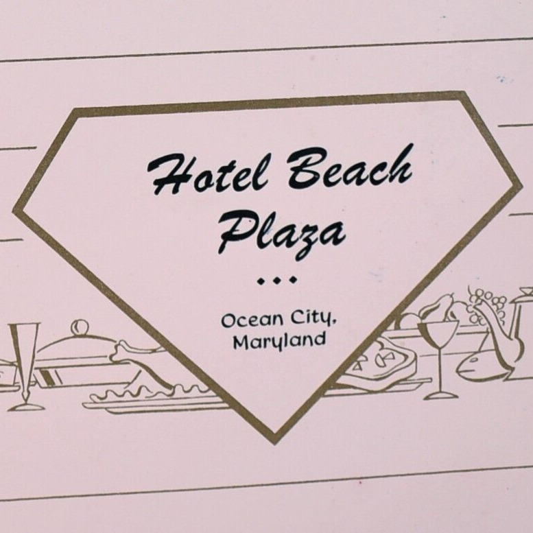 1963 The Hotel Beach Plaza Restaurant Menu Atlantic Ave Boardwalk Ocean City MD