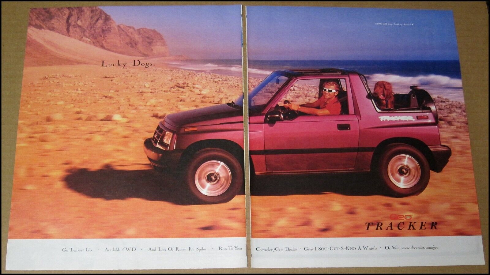1997 Geo Tracker 2-Page Print Ad Car Automobile Advertisement Vintage Chevrolet