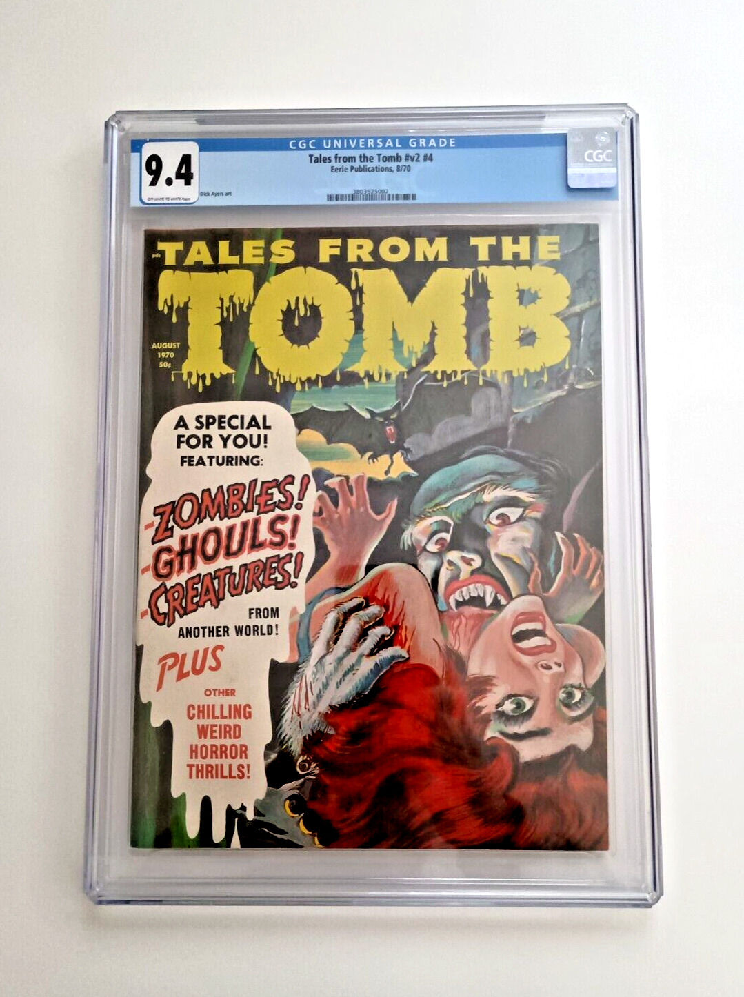 1970 TALES FROM THE TOMB #4 🦇 EERIE PUB. CGC 9.4 🦇 VAMPIRE NECK BITING COVER 