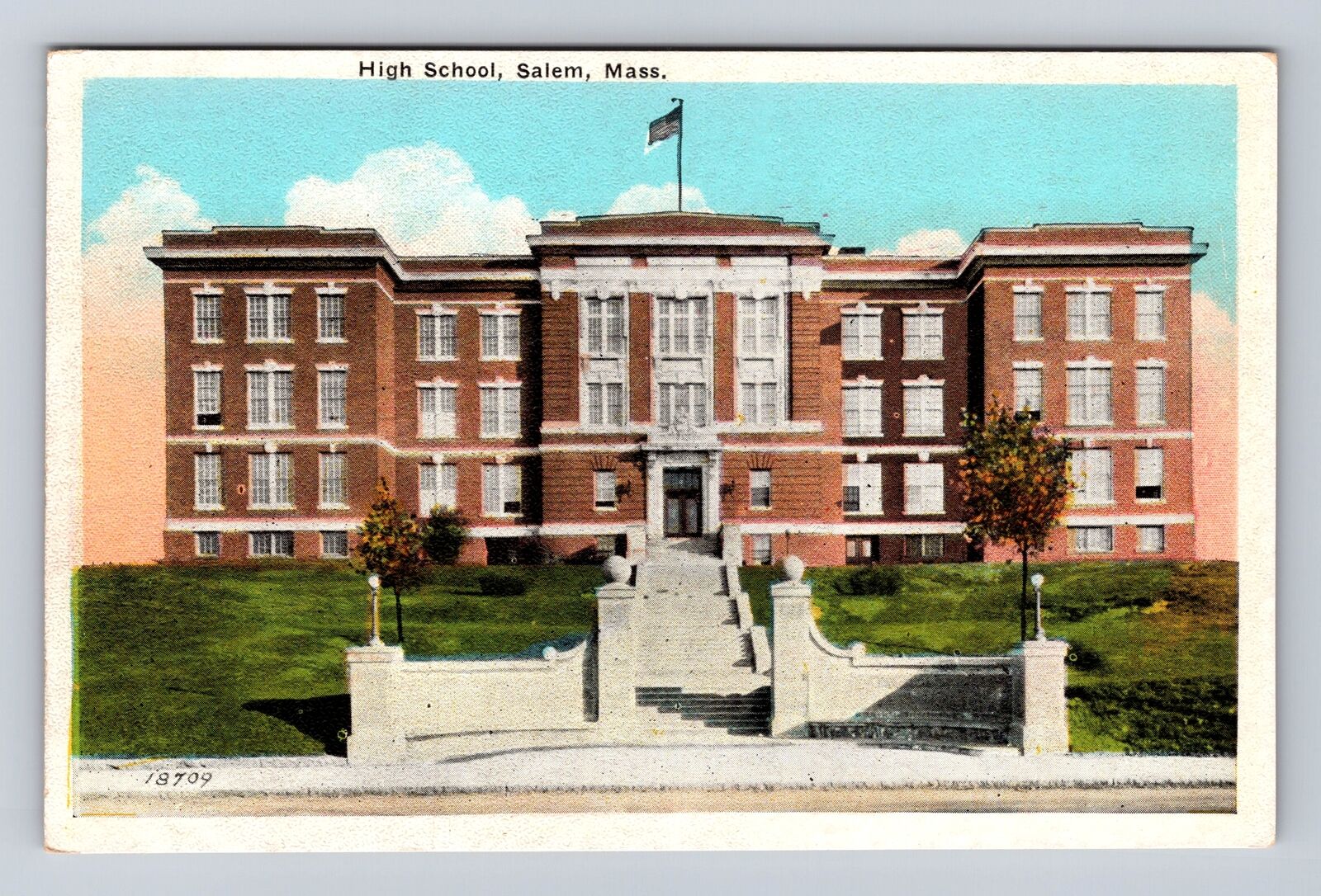 Salem MA- Massachusetts, High School, Antique, Vintage Souvenir Postcard