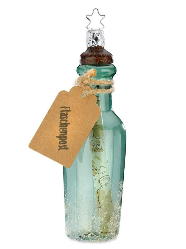 Inge-glas Ocean\'s Message in a Bottle 10065S020 German Glass Christmas Ornament