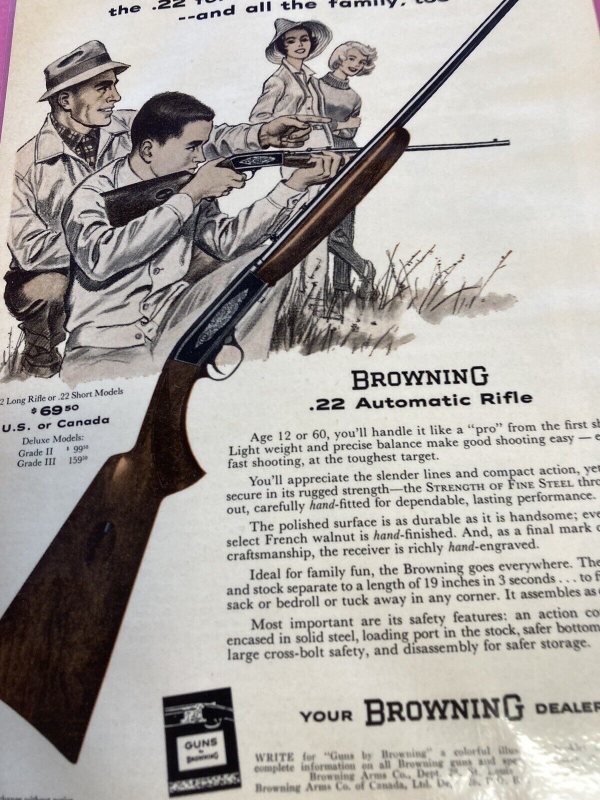 1959 BROWNING RIFLE LAMINATED AD \