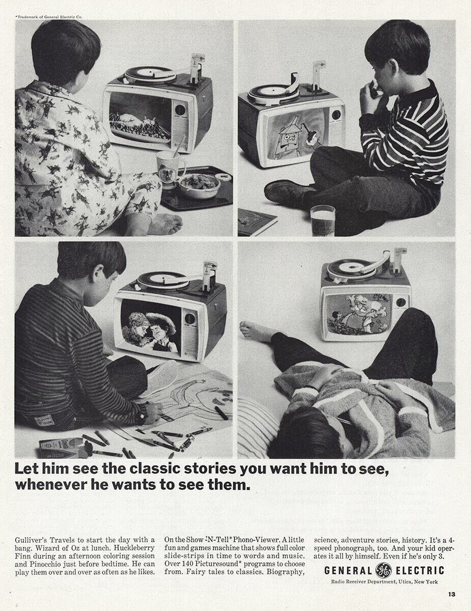 1966 GE Show n Tell Phono Viewer: See Classic Stories Vintage Print Ad