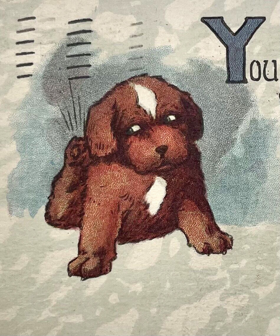 Antique Vintage Postcard Dog Puppy Cartoon 1910s \