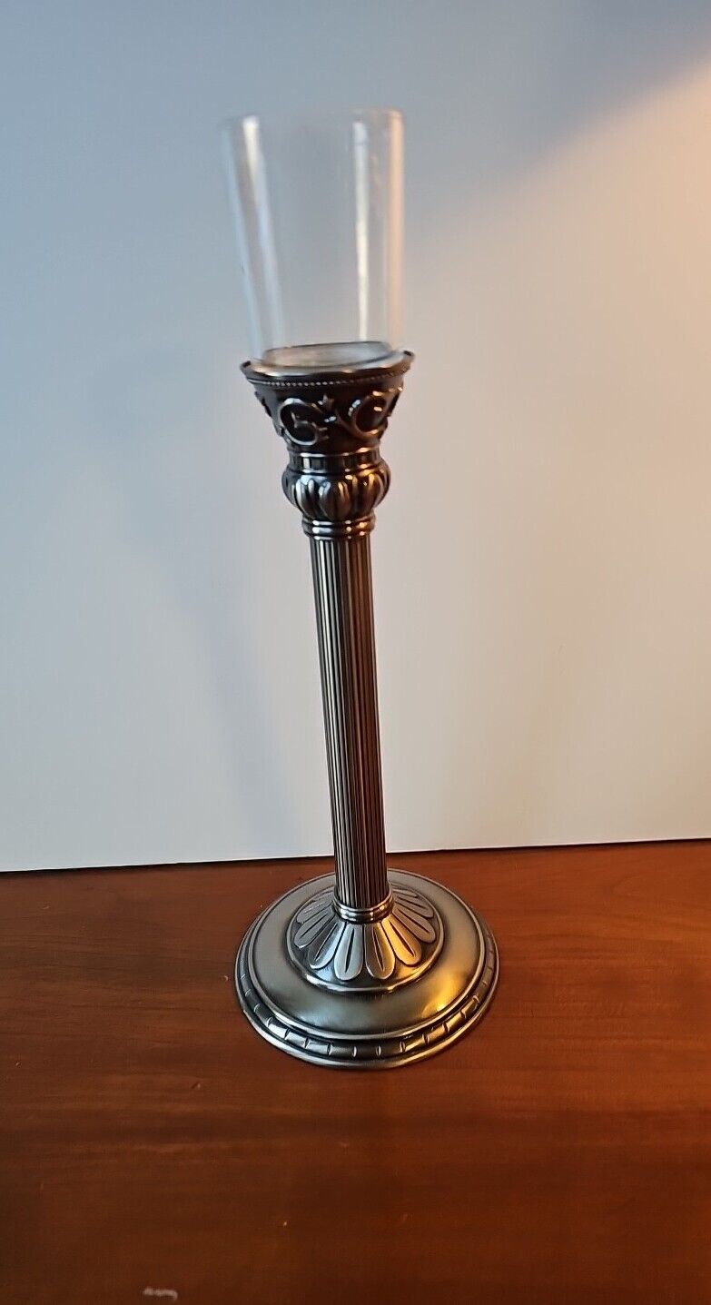 Partylite Classic Creations Satin Silver Taper/ Votive Candle Holder With Glass 
