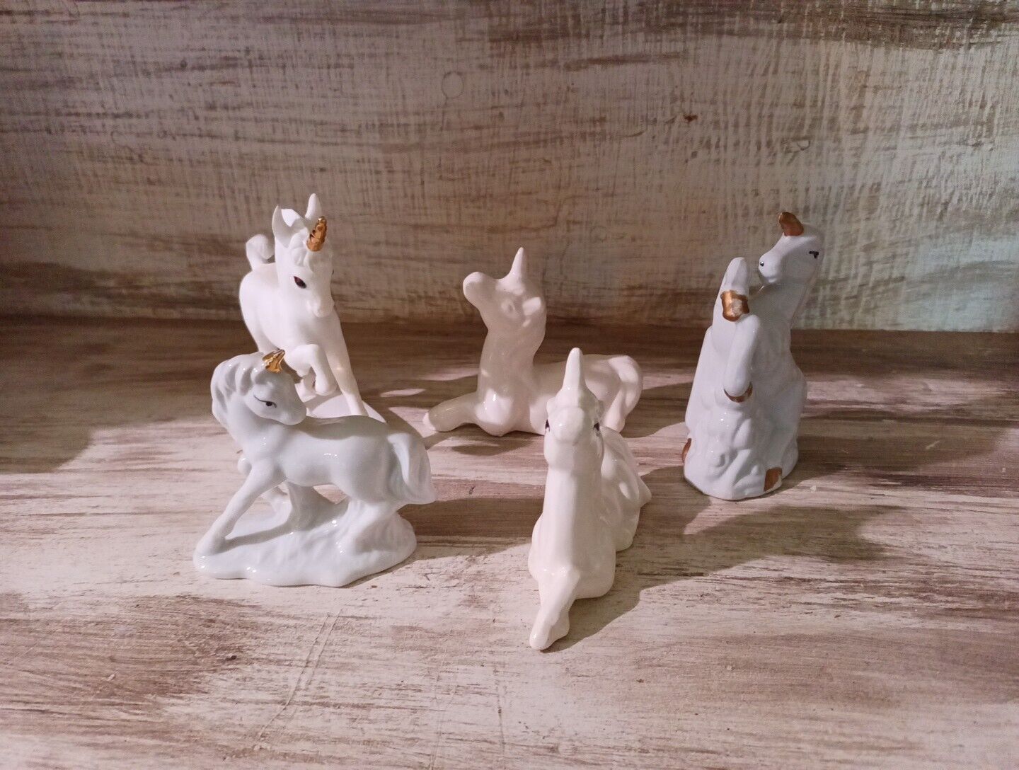 Beautiful White Lot of 5 Vintage Ceramic Porcelain Unicorns 4\
