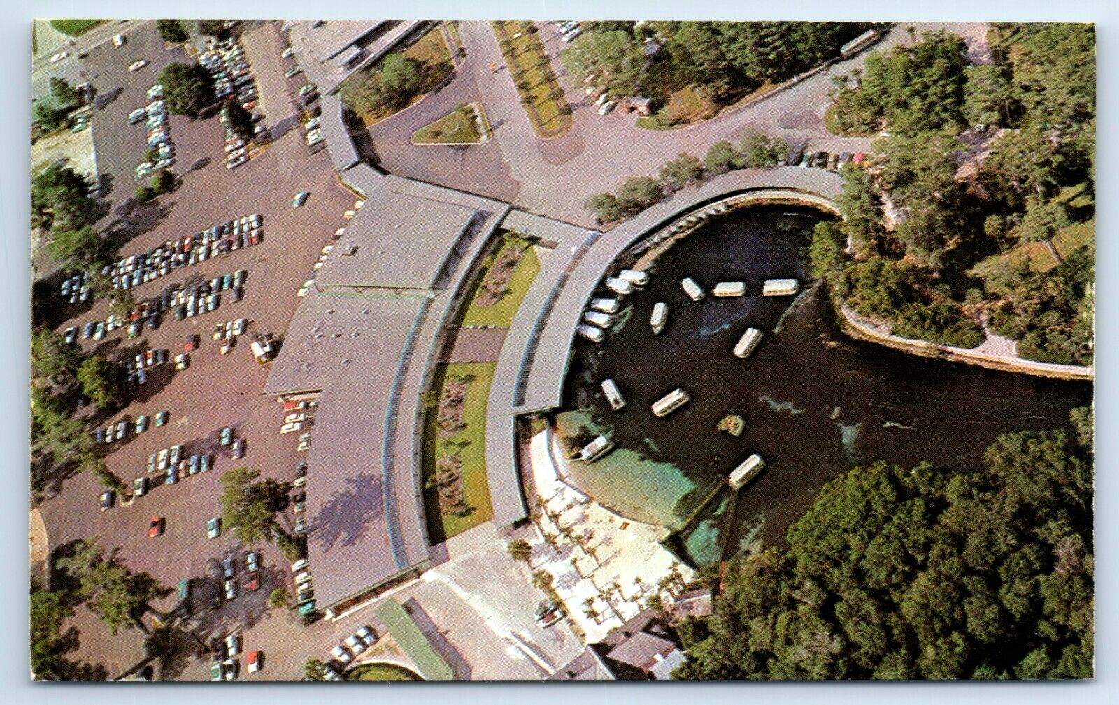 Postcard Florida\'s Silver Springs, Aerial of Gift Shops & Restaurants F116