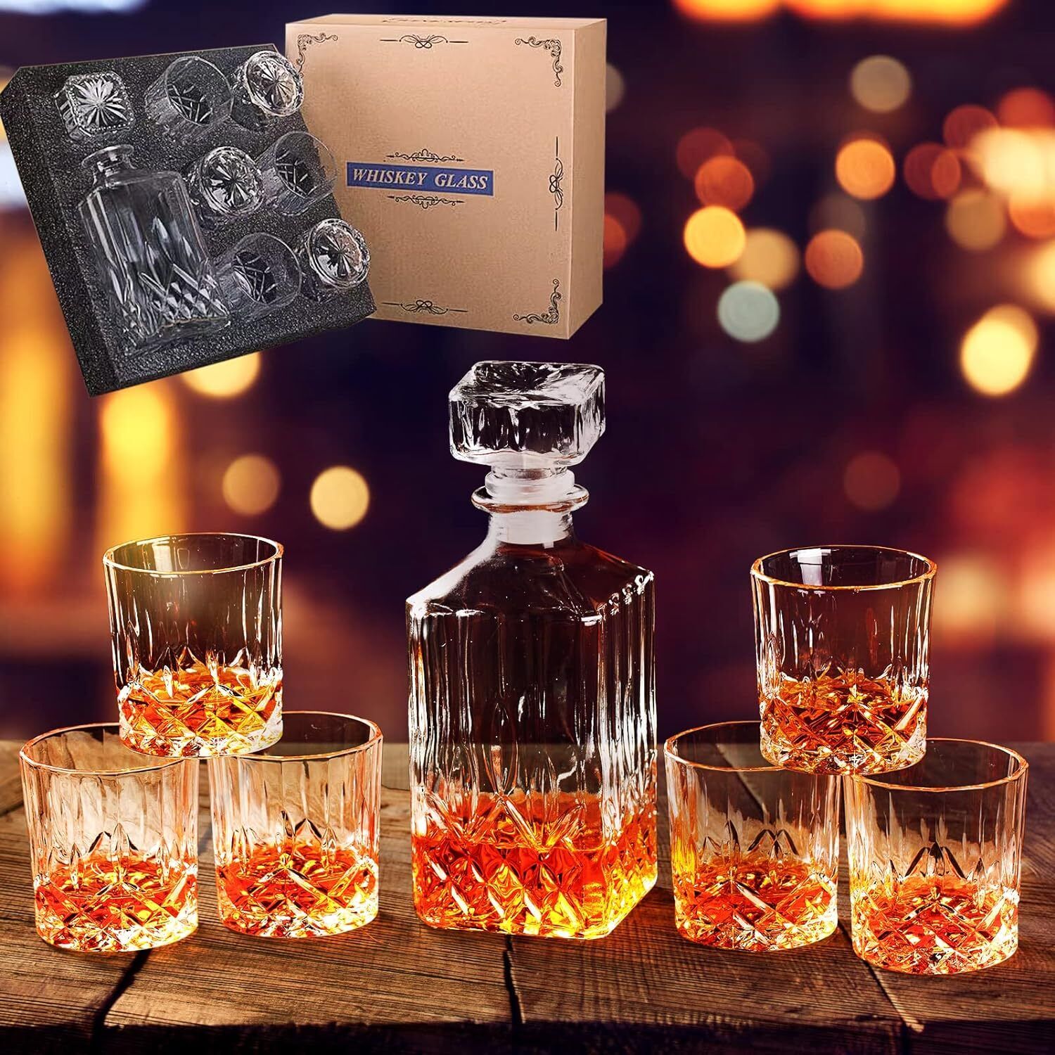 Whiskey Decanter Sets | 6 Imperial Tumblers Whisky Decanter & Glass Set | Crysta