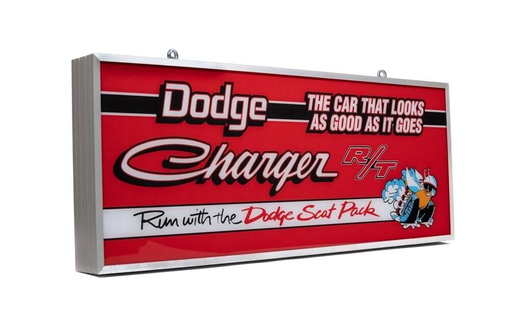 Large Dodge Charger R/T backlit sign Hemi Mopar Dodge Scat Pack Dealer Sign