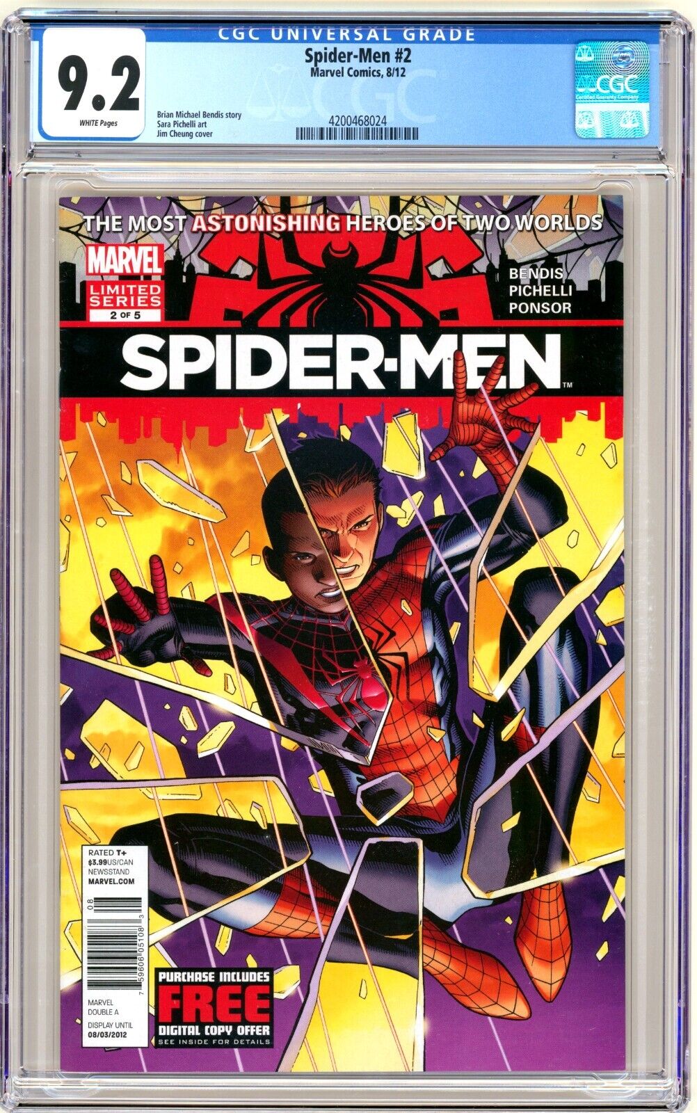 Marvel SPIDER-MEN (2012) #2 NEWSSTAND Key MILES MORALES meets PETER CGC 9.2 NM-