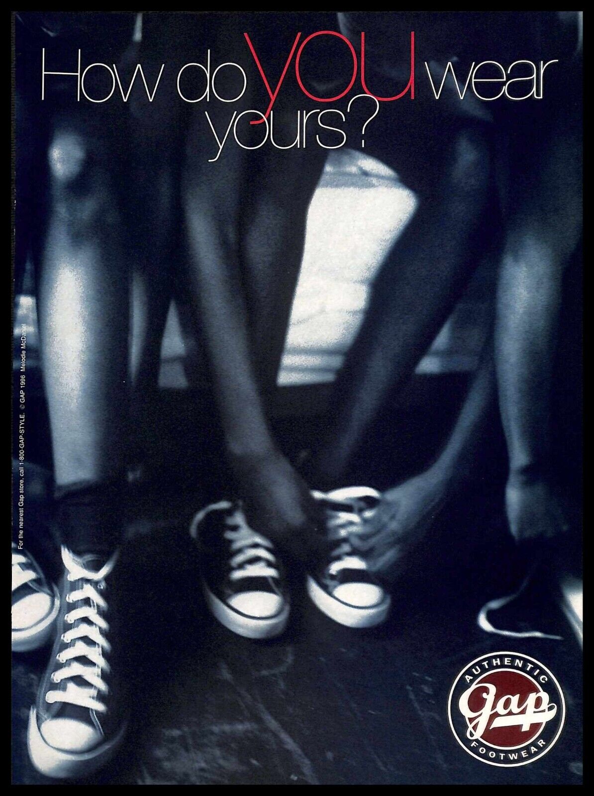 1996 Gap Authentic Footwear PRINT AD Converse Style Shoes Legs
