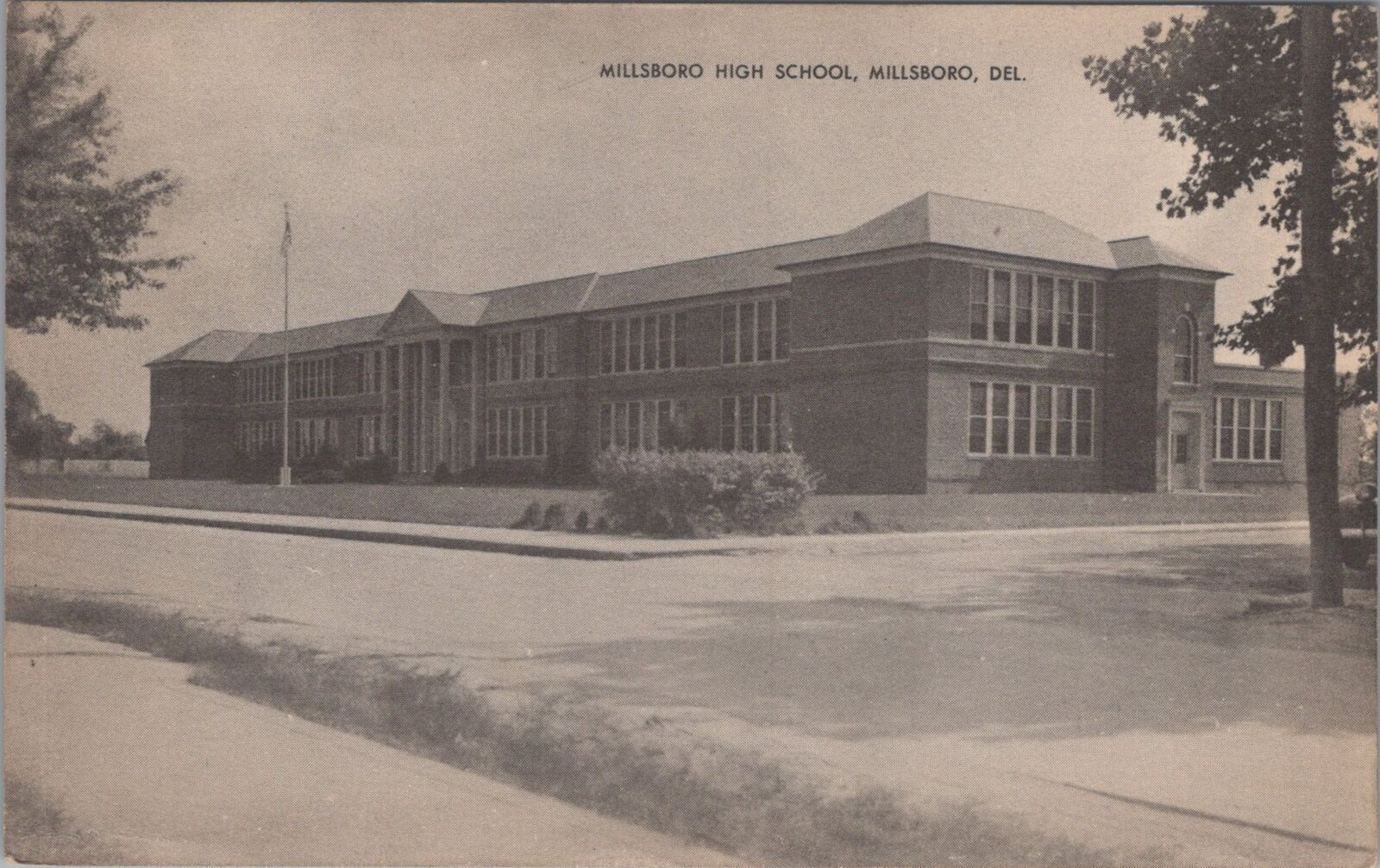 Postcard Millsboro High School Millsboro DE 1954