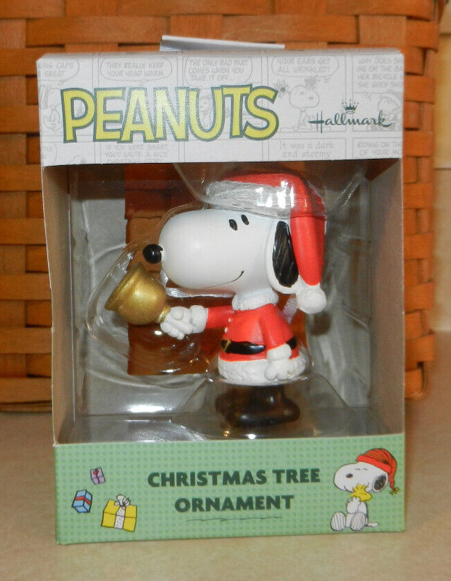 Hallmark Peanuts Santa Snoopy bell Red Box Christmas Ornament