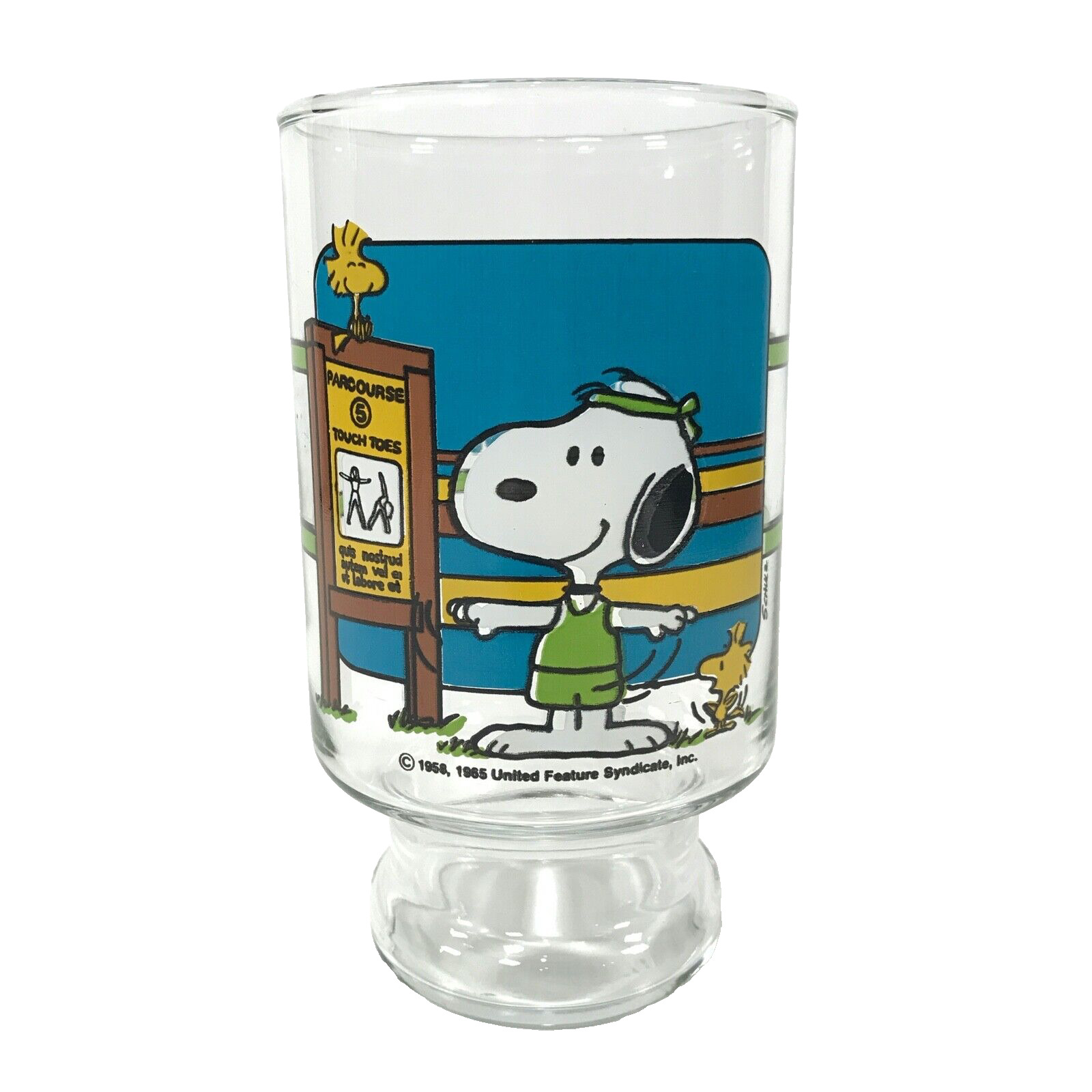 Vintage 1965c Snoopy Oversize Tumbler Glass We Superstars Stay in Shape 32 oz