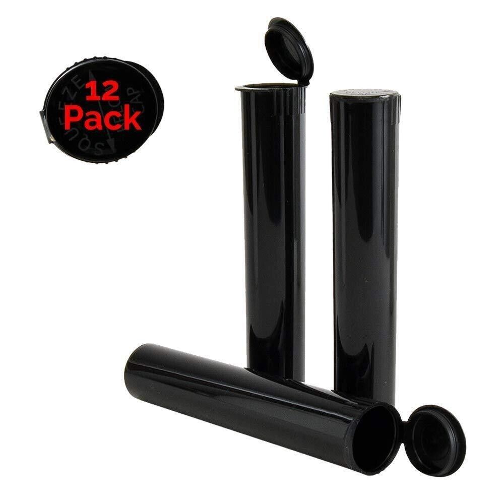W Gallery 12 Black 98mm Pop Top Tubes - Airtight Smell Proof Containers