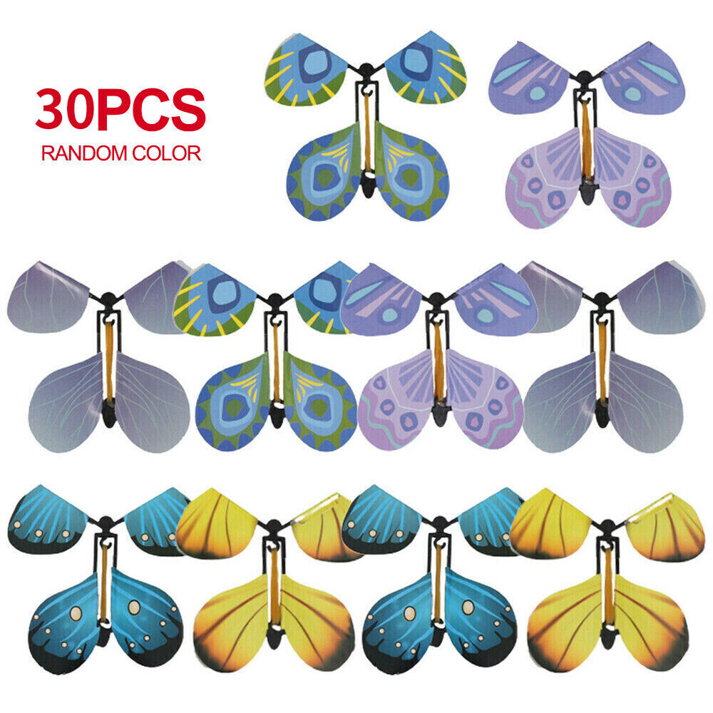 30 PCS Magic Flying Butterfly Flutter Flyers Toys Color Random NEW