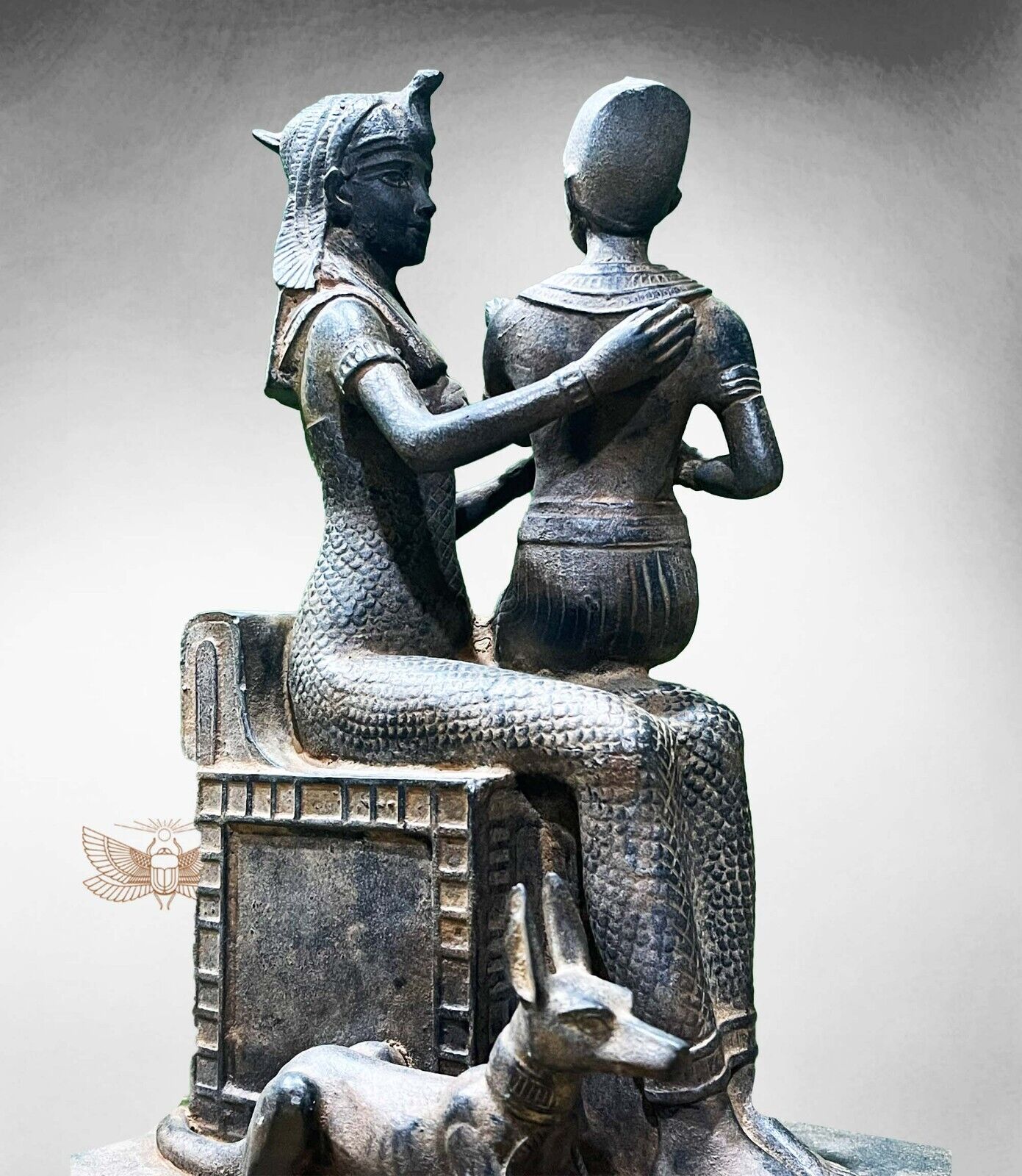 Isis Goddess and Horus with Anubis God, Magnificent statue for famous Gods