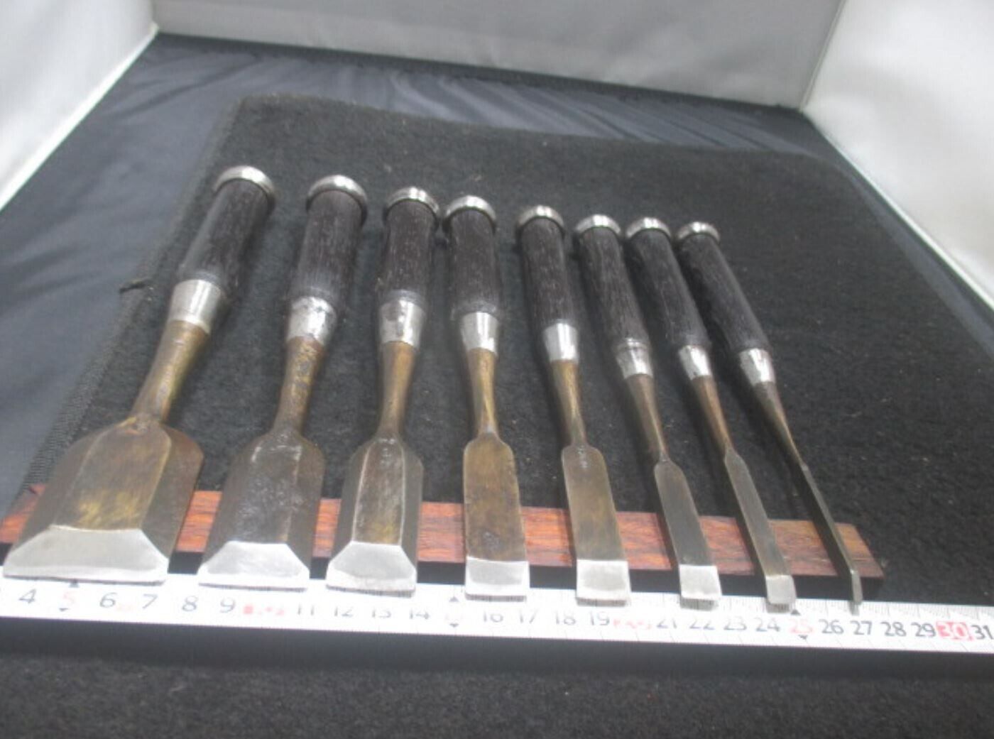 Japanese chisel, set of 8 chisels, carpenter's tools, Japanese Nomi Used