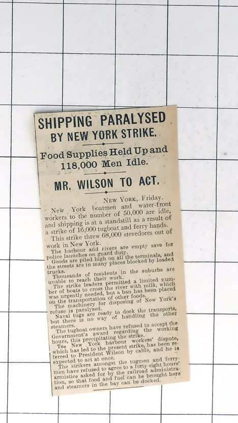 1919 Shipping Paralysed By New York Strike 118000 Men Idle