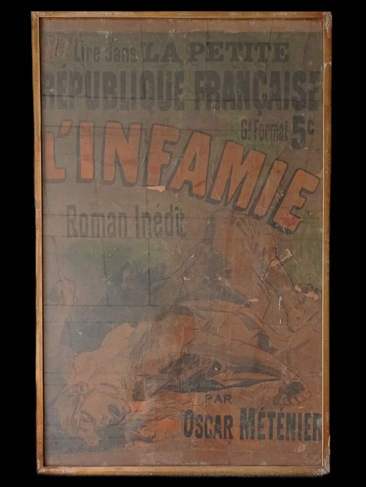 THE INFAMY. Novel by Oscar Méténier. JULES CHERET. ORIGINAL POSTERS. 1890 Litho