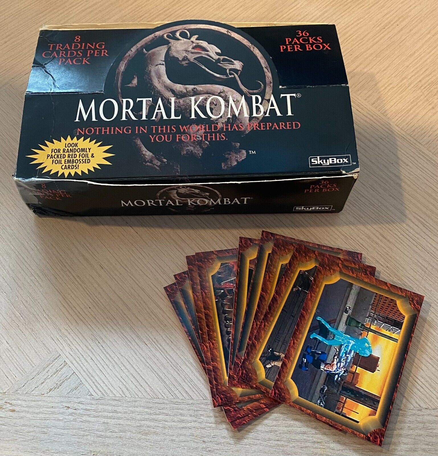 Mortal kombat Trading Card Display Box Plus Game Hint Cards 1995 Skybox