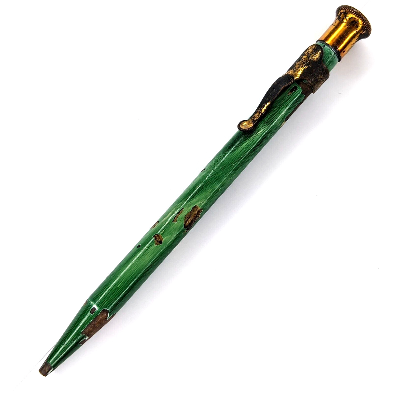 c1930s Plain Painted Green Mechanical Pencil Brass Trim Working 4.75\