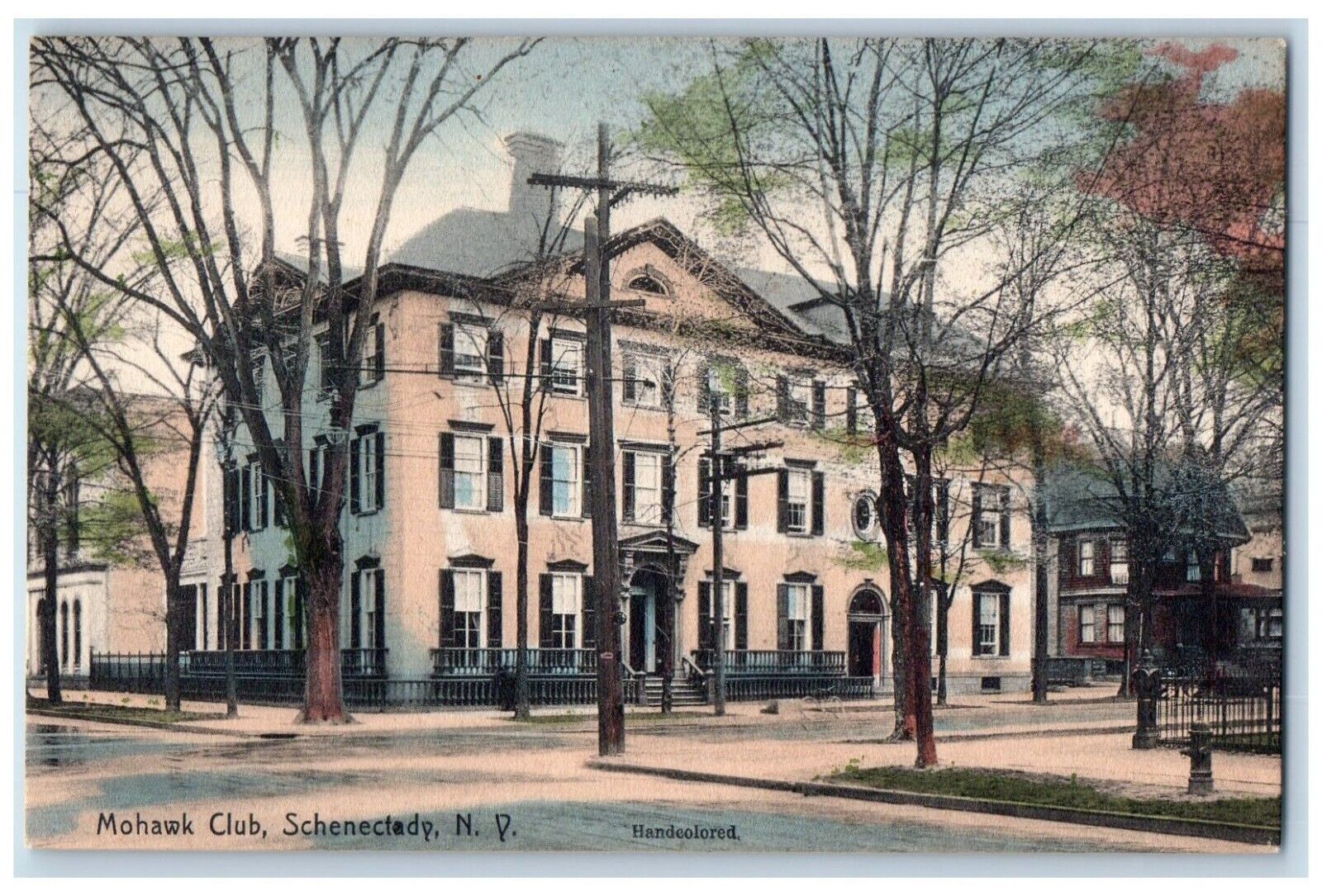c1910\'s Mohawk Club Schenectady New York NY Handcolored Rotograph Postcard