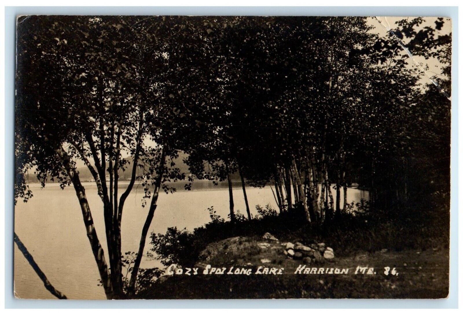 c1910\'s View Of Cozy Spot Long Lake Harrison Maine ME RPPC Photo Postcard