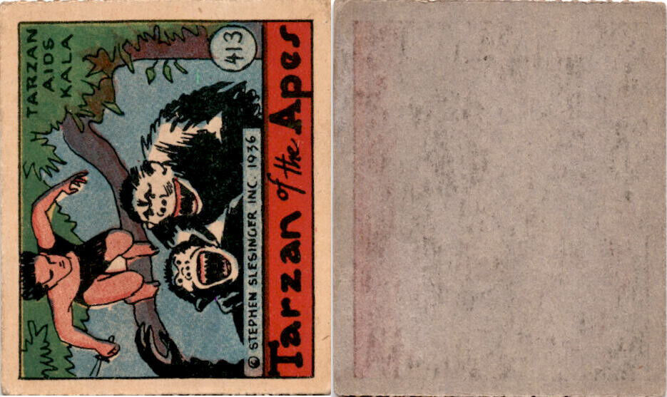 R28 Strip Card, Cartoon Adventures, 1936, #413 Tarzan of the Apes (B)