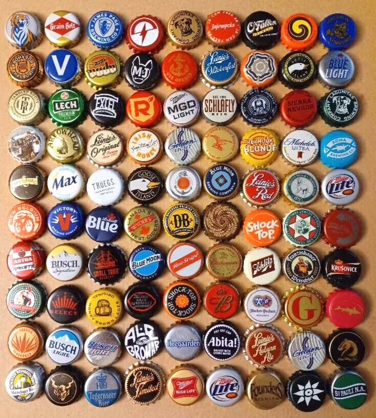 L@@K - 90 DIFFERENT foreign/domestic BEER bottle CAPS - 104