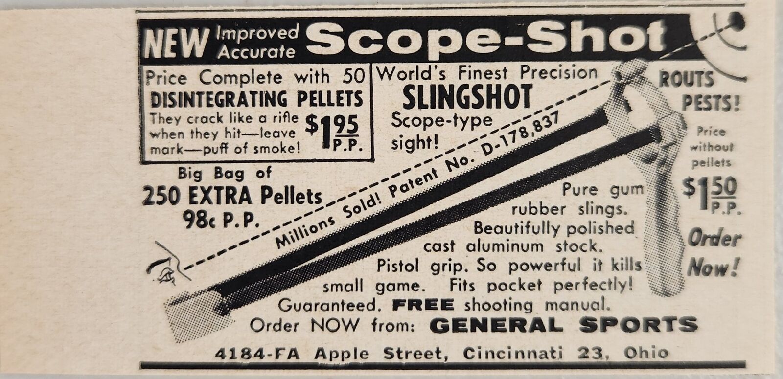 1960 Magazine Print Ad Scope-Shot Slingshots General Sports Cincinnati,OHIO