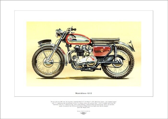 MATCHLESS G12 - Motorcycle Fine Art Print - 650cc Twin British Motorbike
