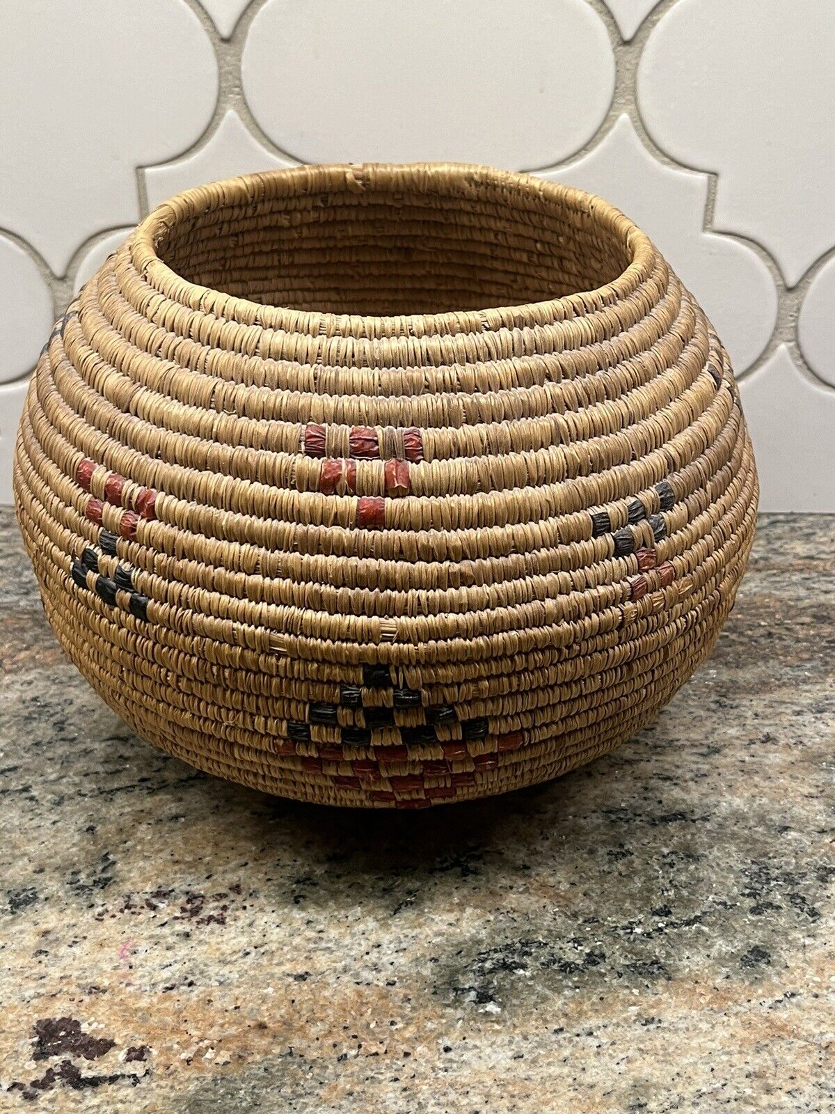 Alaskan gut skin decoration basket antique