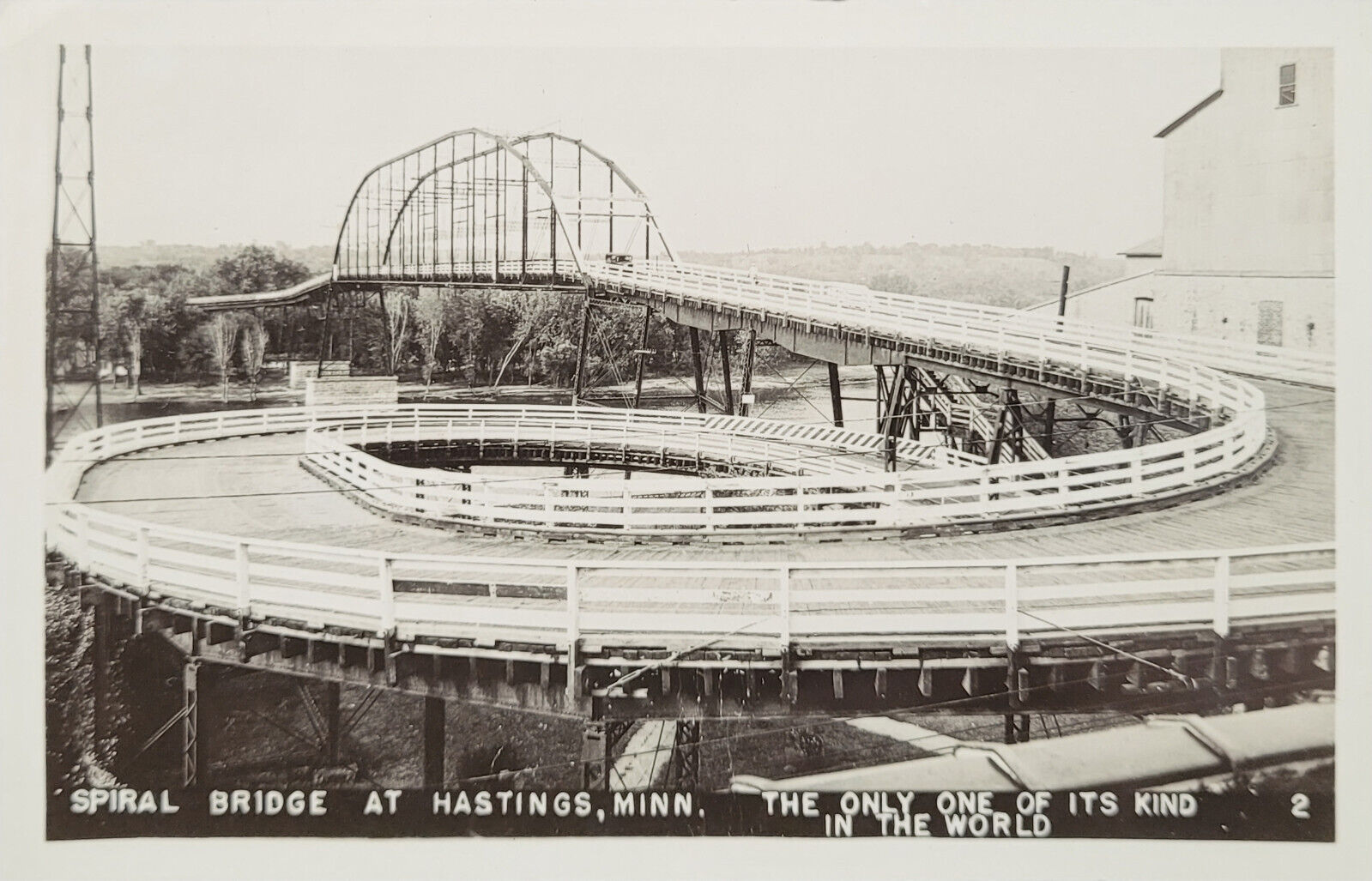 RPPC EKC 1940's Spiral Bridge at Hastings MN The Only One of It's Kind