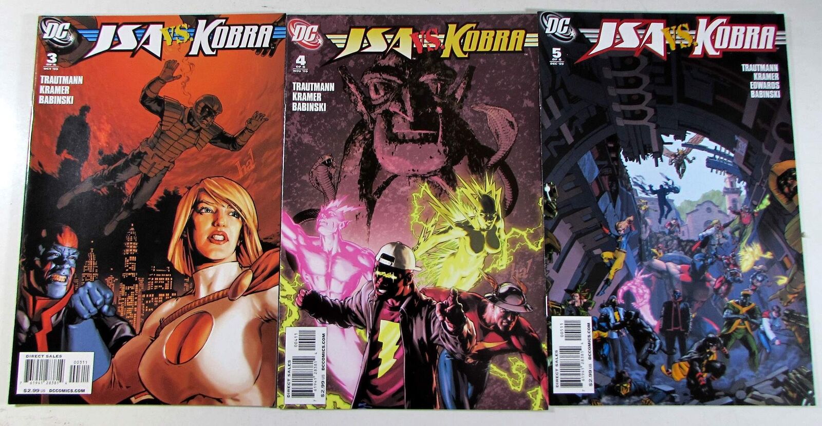 JSA vs Kobra Lot of 3 #3,4,5 DC Comics (2009) NM 1st Print Comic Books