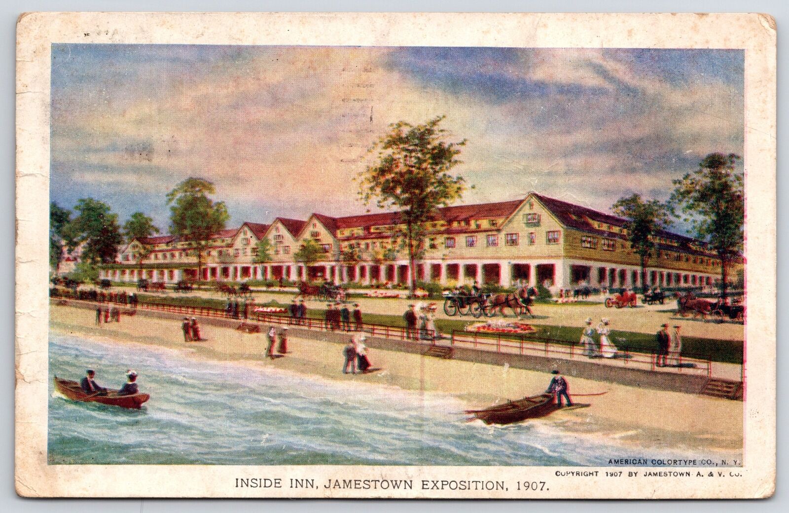 1907 Inside Inn Jamestown Exposition 1907 Waters Hampton Road Posted Postcard