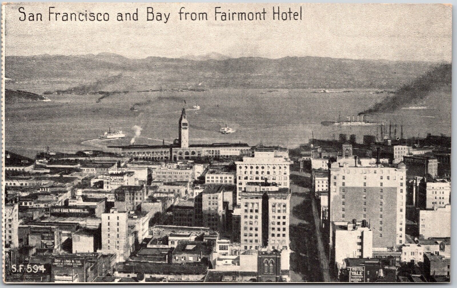 San Francisco and Bay from Fairmont Hotel, California - Postcard