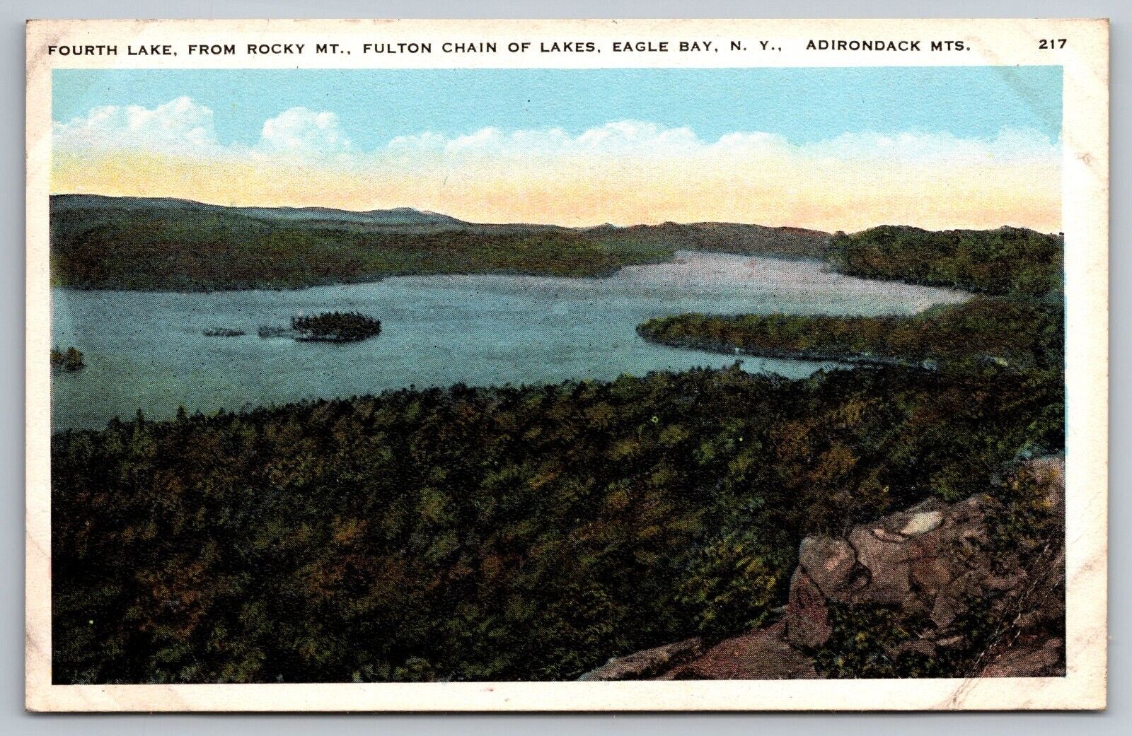 4th Lake From Rocky Mt, Fulton Chain Of Lakes, Eagle Bay NY Vintage Postcard