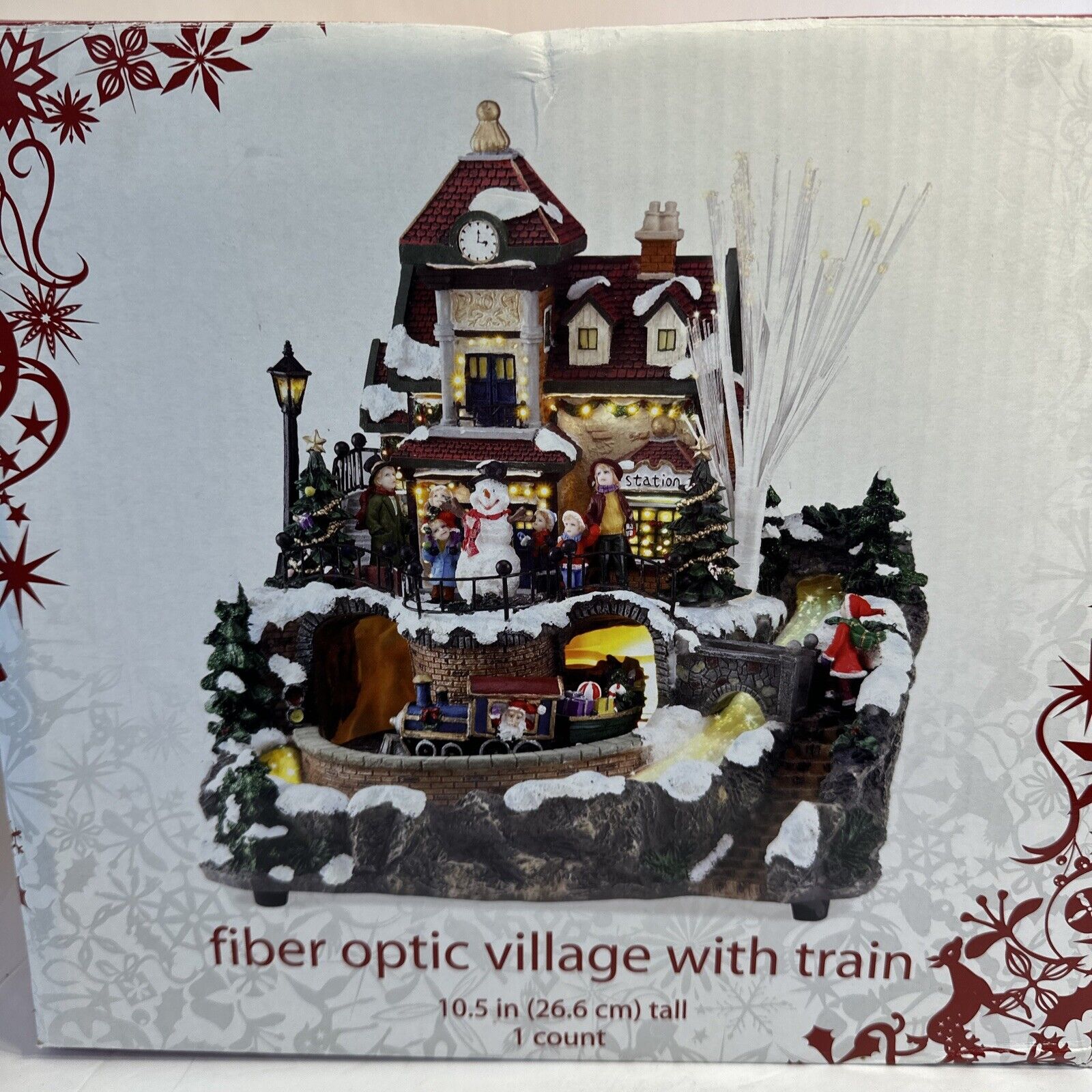 Target Fiber Optic Village with Train Christmas Scene Decoration Lights Up Music