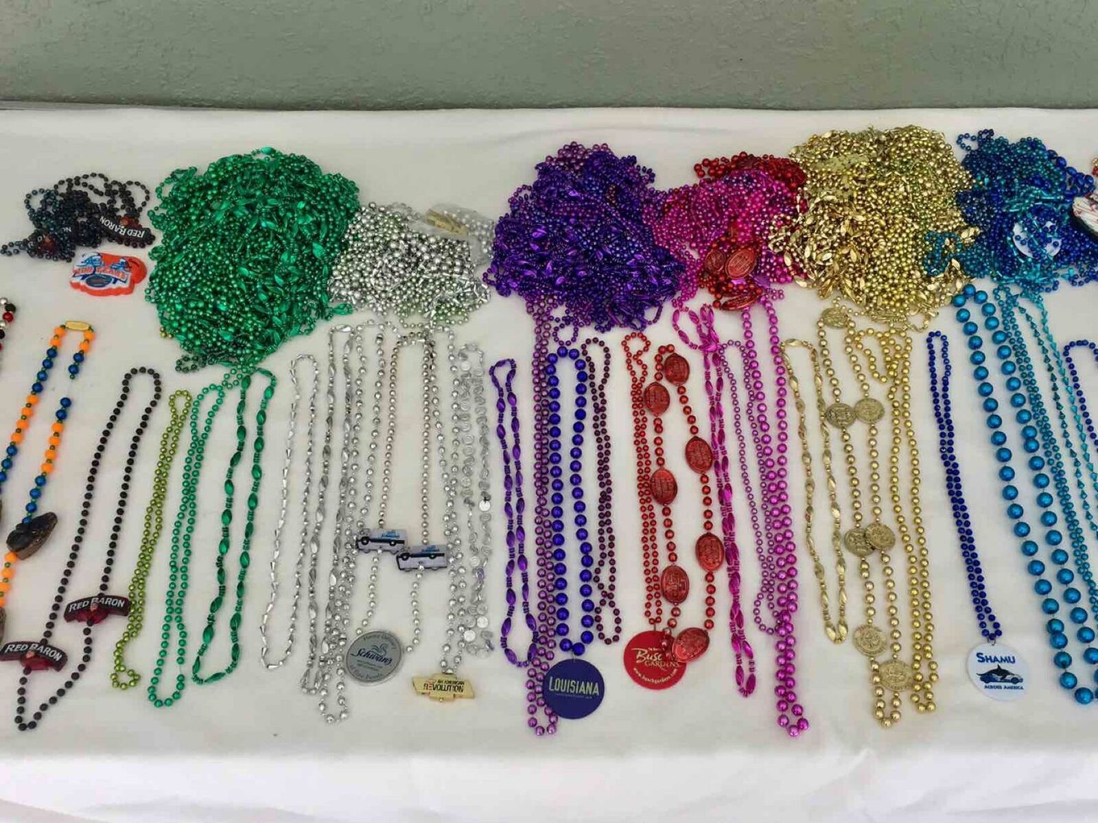 Mixed Lot 240 Authentic Mardi Gras Beads Necklaces Ye Mystic Krewe Promotional