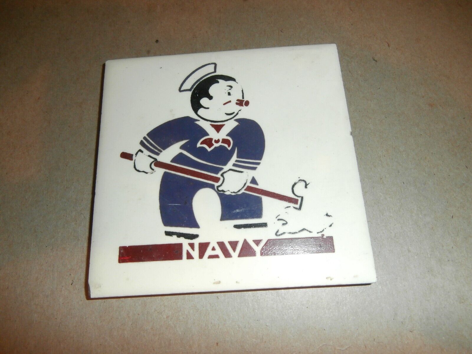 Vintage Kemper Thomas Charm Plaques Tile #804 Victory Series NAVY